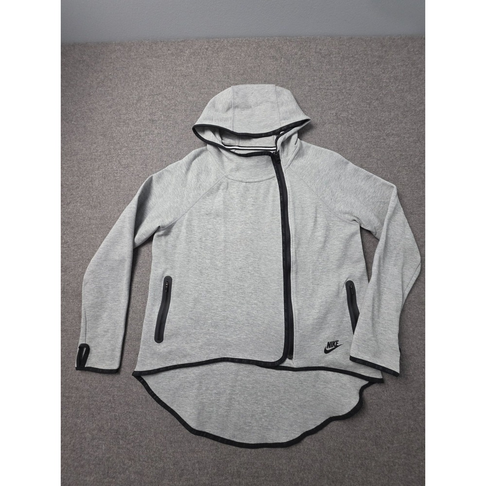Nike Sportswear Tech Fleece Asymmetric Cape Hoodie Womens S Gray High Low Hem
